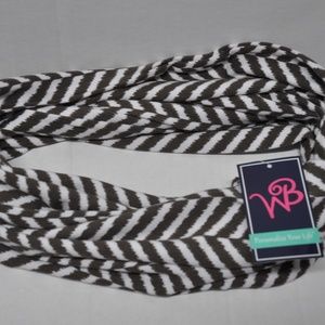 Women's Scarf Infinity Herringbone Taupe White NWT